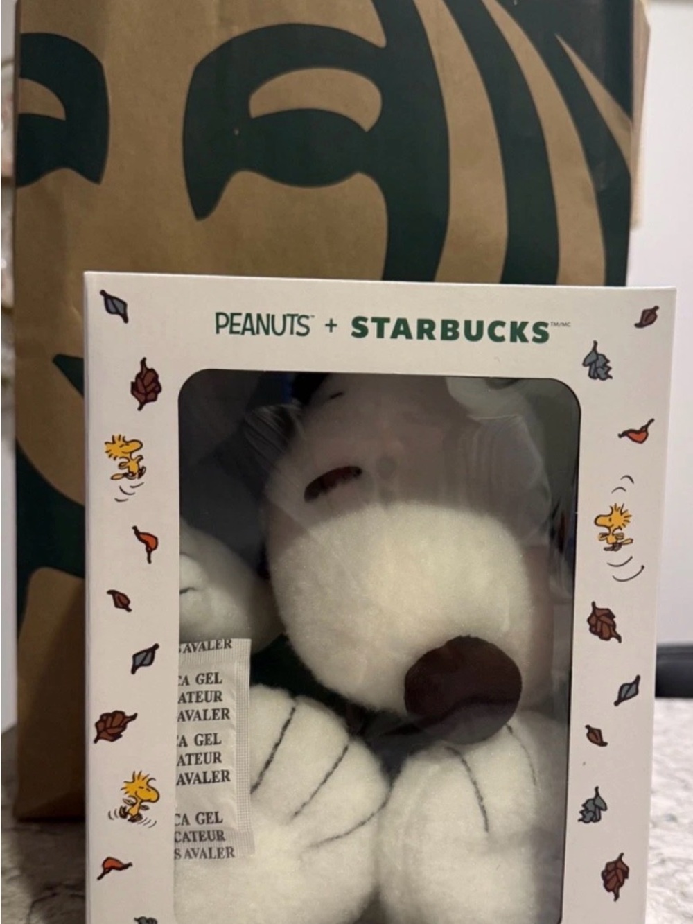 Peanuts x Starbucks White Snoopy Plush with Brown Nose